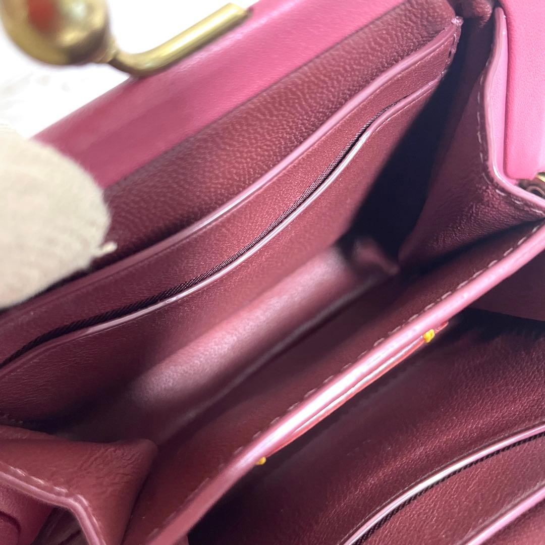 未使用級/コーチ　ケース　キスロック　がま口　ピンク　レザー　現行品