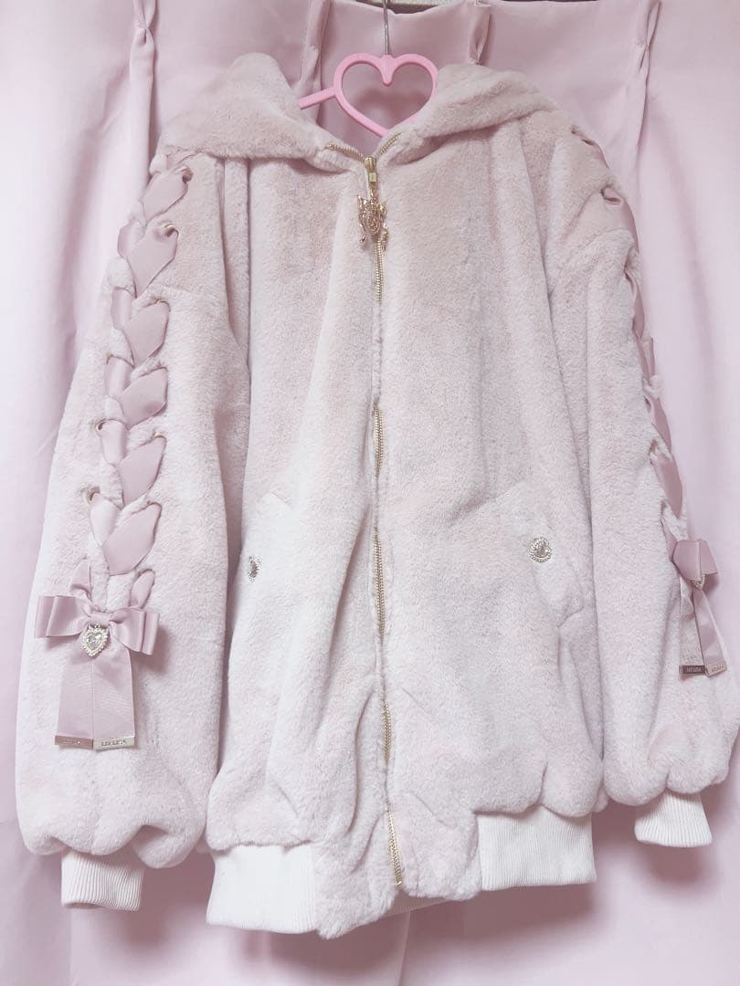 LIZLISA レースアップスリーブうさみみファーブルゾン ピンク