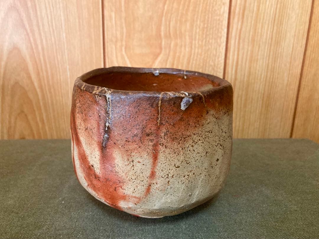 末廣学 備前焼 緋襷茶碗 (検索 焼き締め 森陶岳 火襷