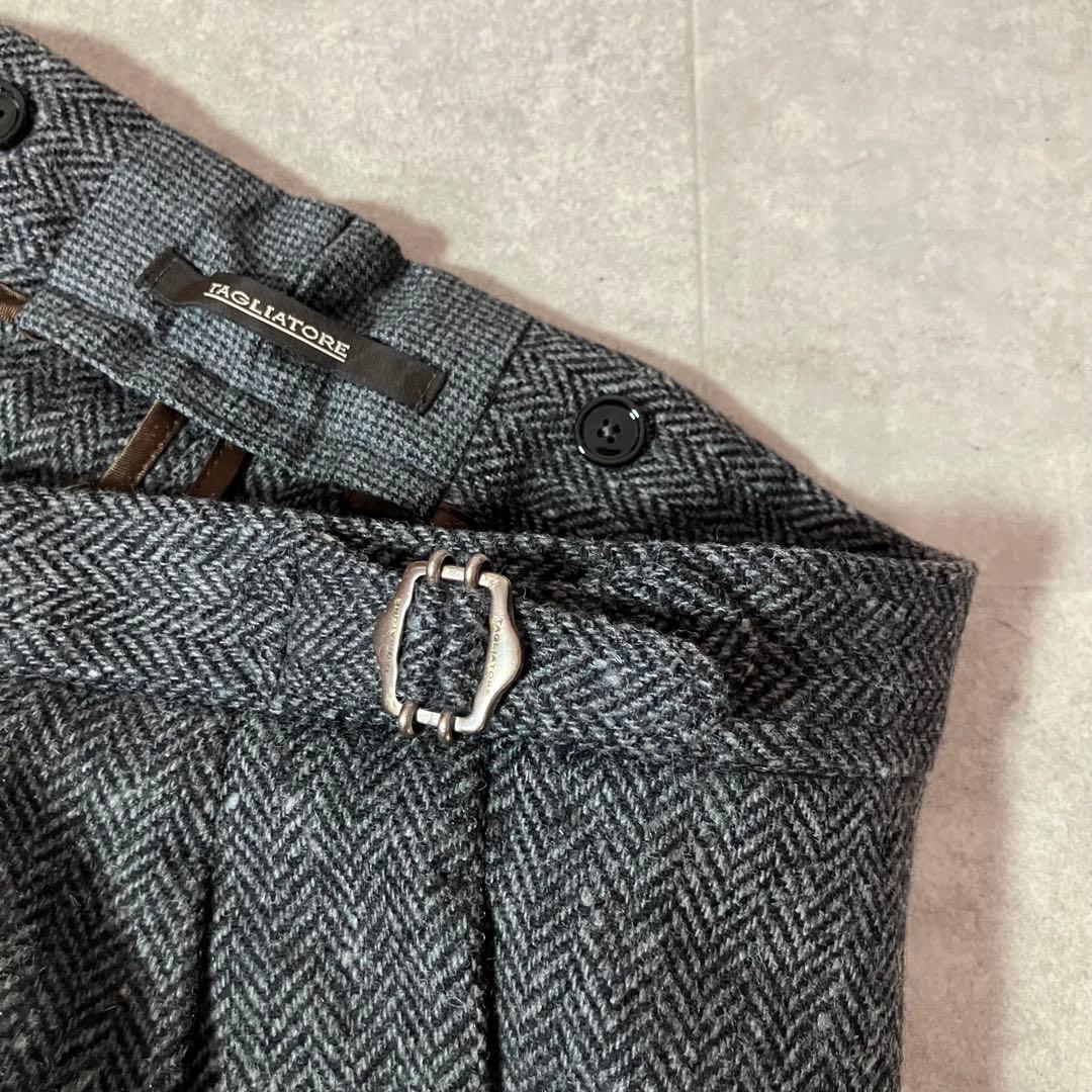 TAGLIATORE P-BRENT ヘリンボーン ウール スラックス/48