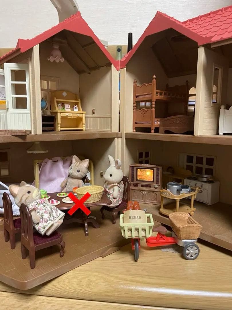 シルバニアファミリーあかりの灯る大きなお家 ファミリーカー テレビ お風呂