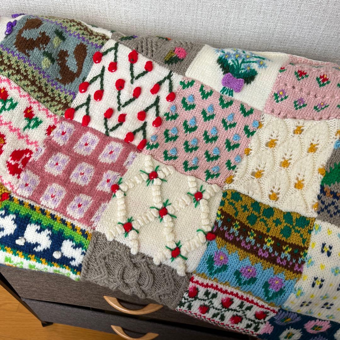 花柄モチーフつなぎのブランケット☆ハンドメイド