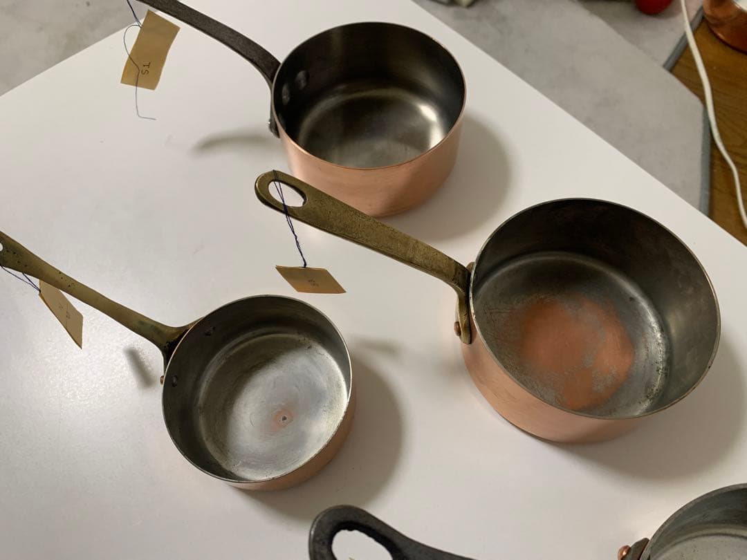 銅製片手鍋　ソースパン　5個セット　フランスアンティーク