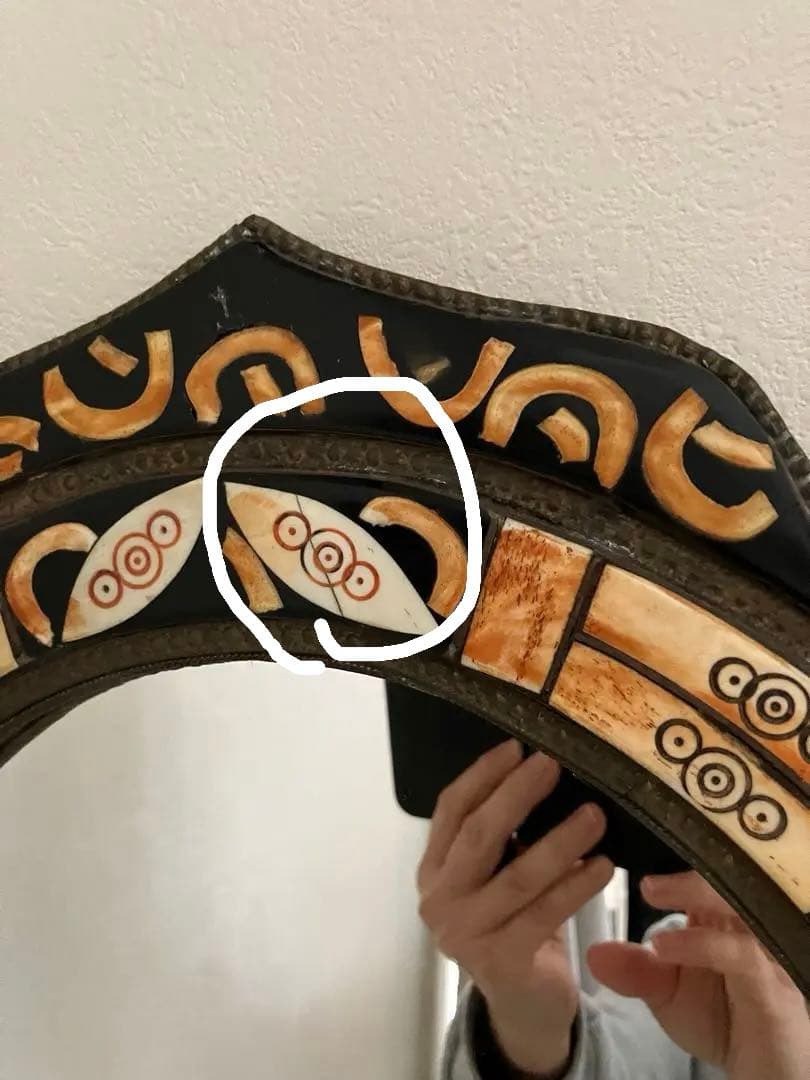 モロッコ　装飾的アーチ型壁掛けミラー