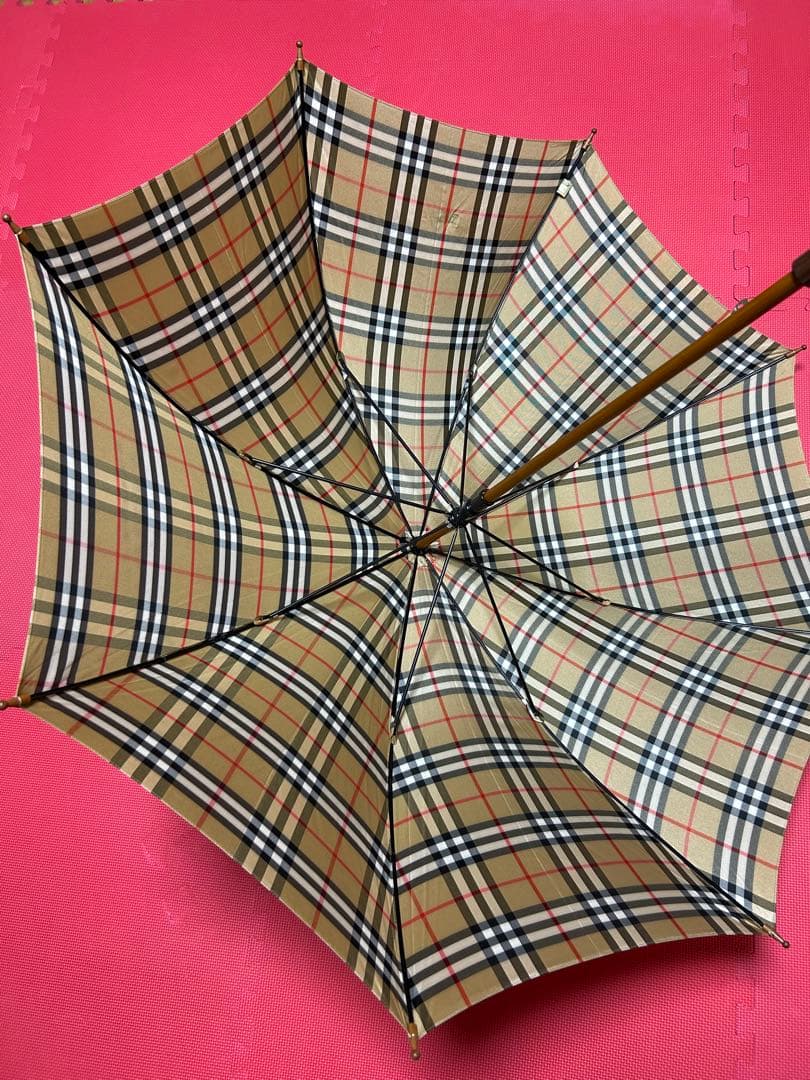 新品未使用バーバリーノバチェック柄 ベージュ 長傘 男女兼用タグ付き レア
