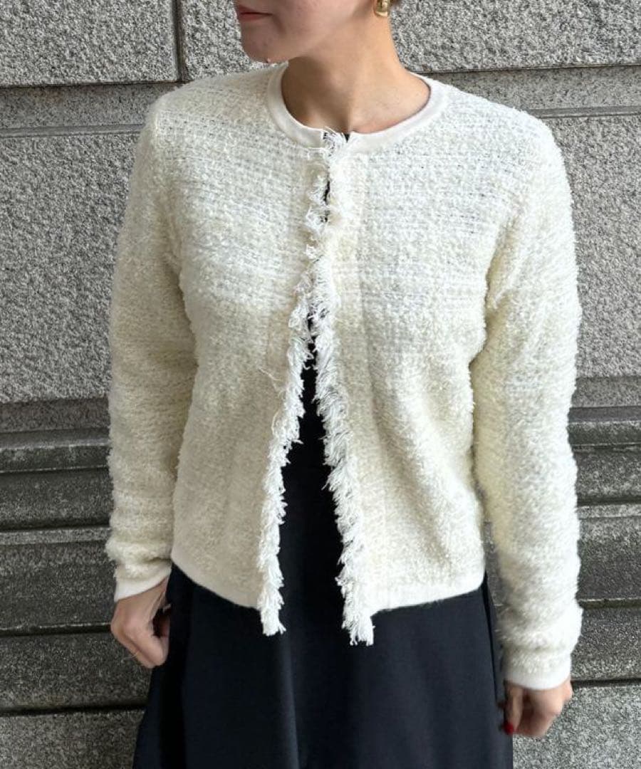 JENNE リボンツイードニットジャケット　M