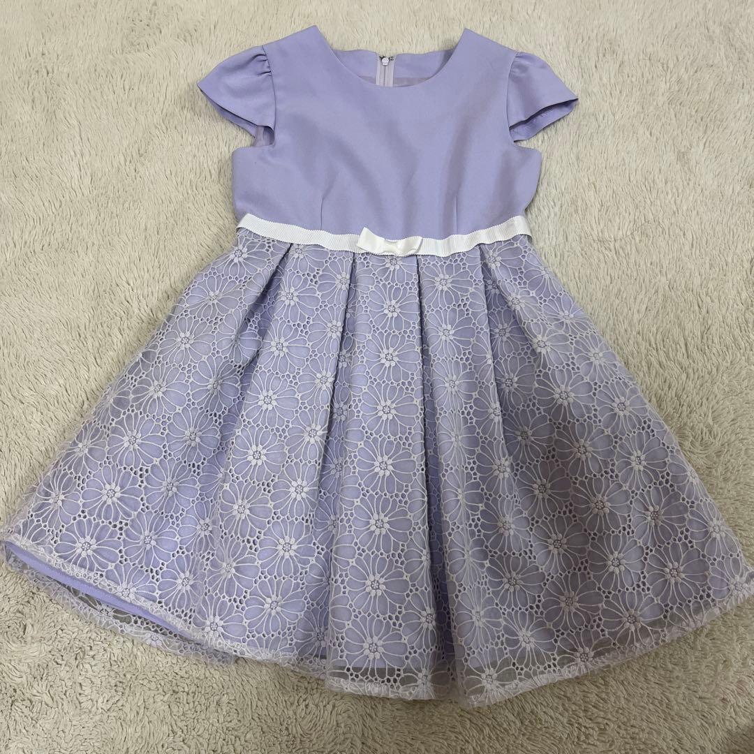 プティマイン ワンピース シューズセット 入学式　卒園式　発表会　120 紫