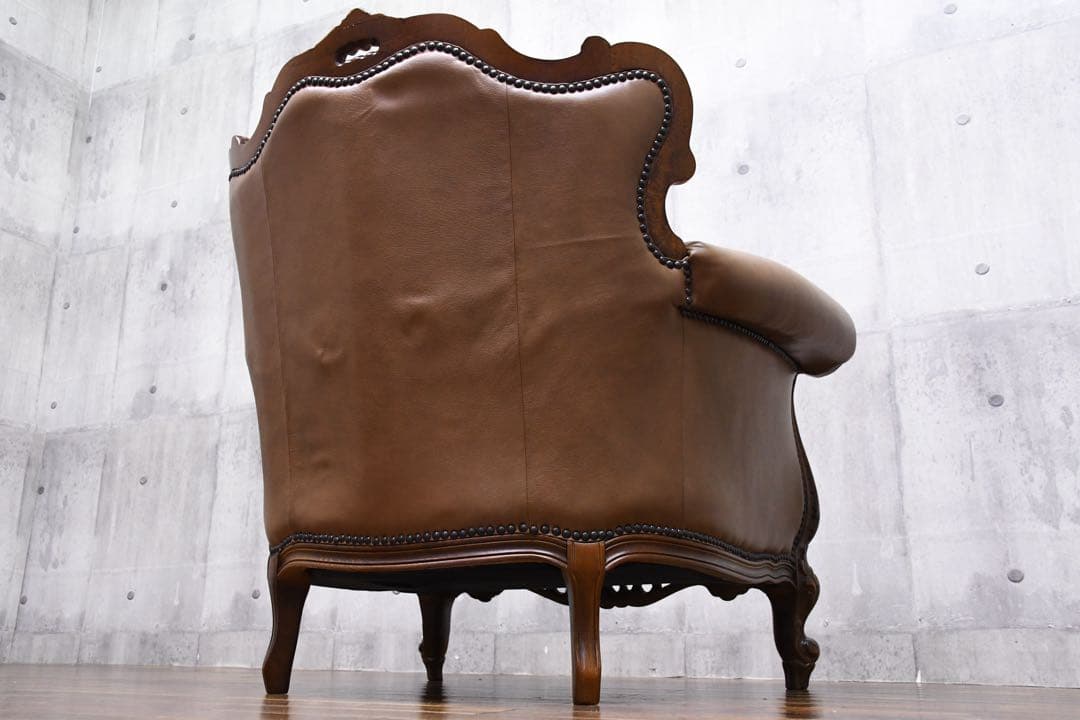 EGK44 イタリア製 猫脚 彫刻 1人掛けソファ ロココ様式 シングルソファ