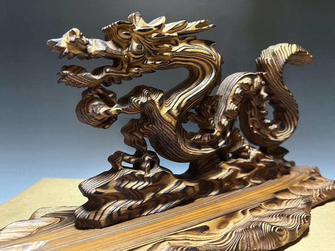 屋久杉　飛龍　置物　４０㎝　龍　木彫　木彫り