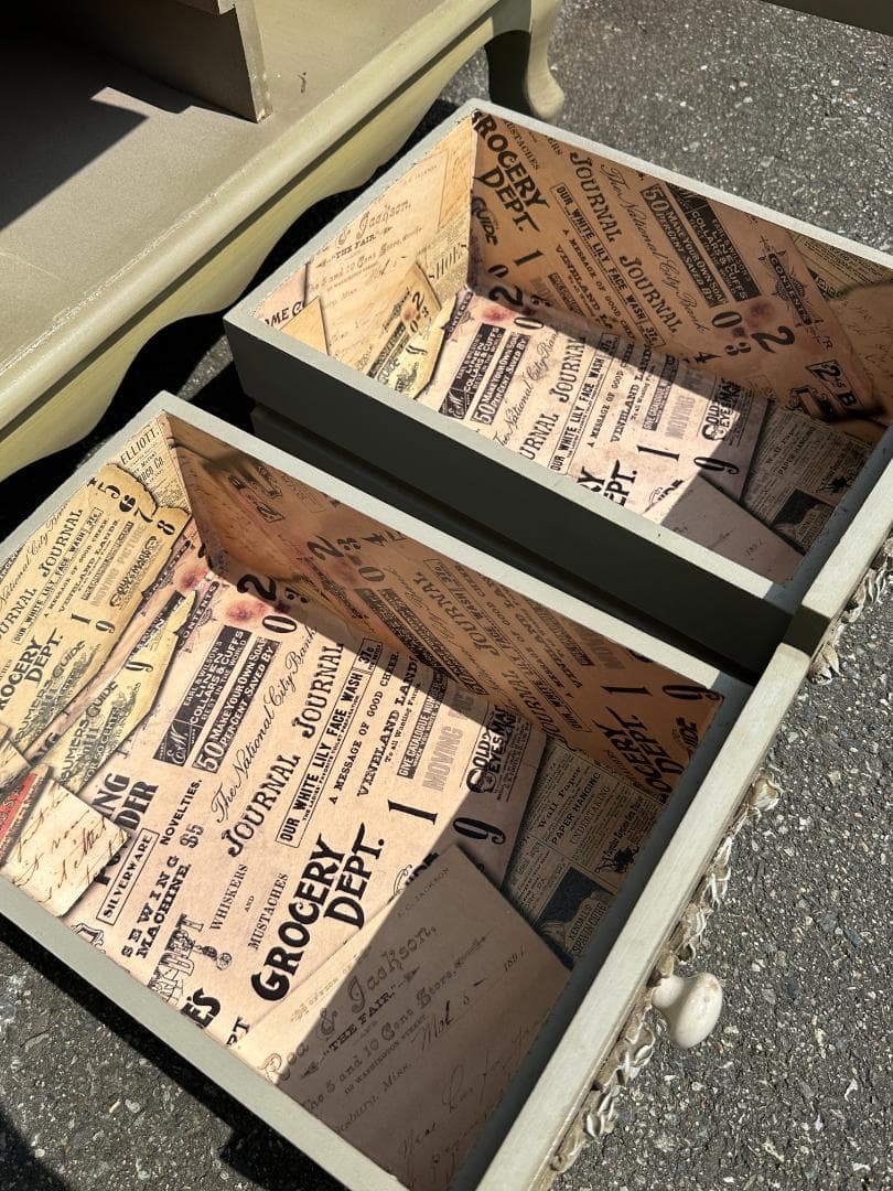 ビンテージ ロココ調 アンティーク風 木製 デザインキャビネット 棚 グリーン