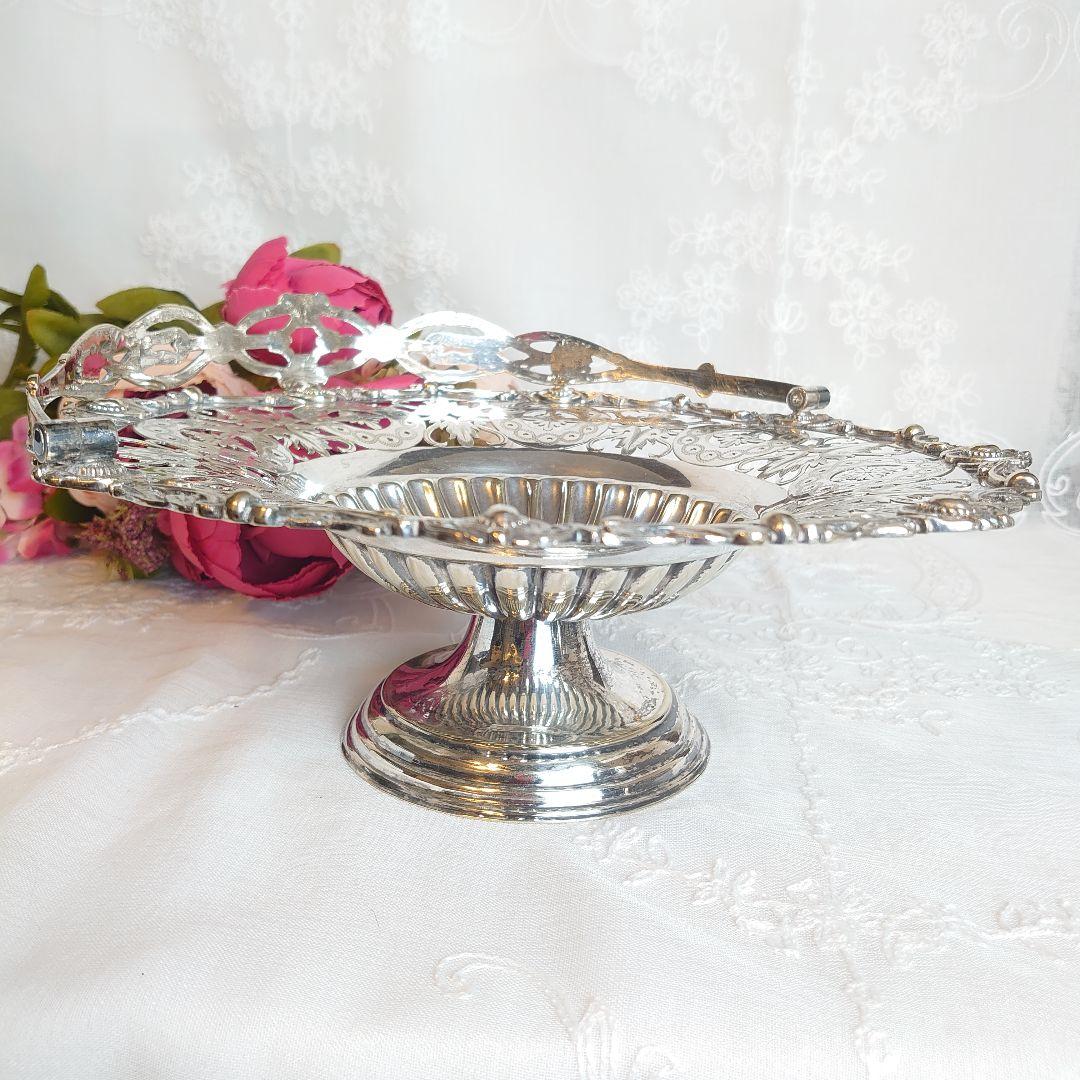 シルバーコンポート　トレイ　バスケット　アンティーク　シルバー