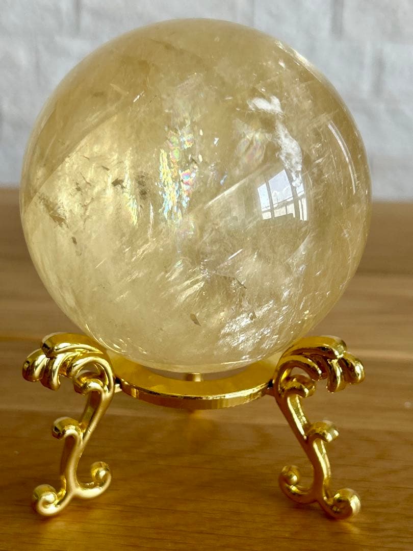 ゴールデンカルサイト　丸玉　約72㎜　スフィア