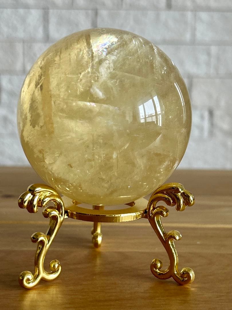 ゴールデンカルサイト　丸玉　約72㎜　スフィア