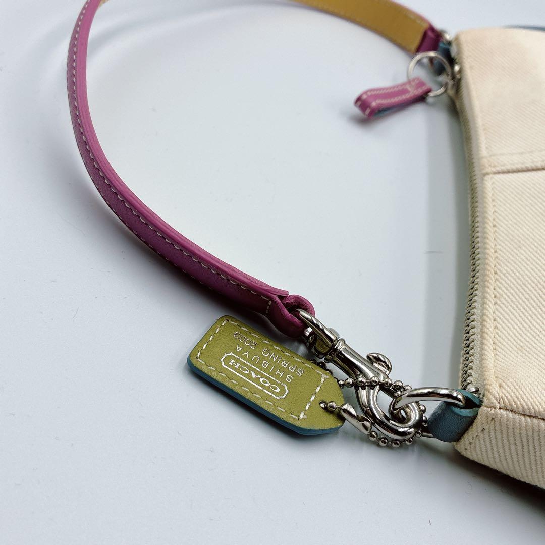 希少⭐️COACH コーチ　アクセサリーポーチ　渋谷限定　フラワー　アップリケ