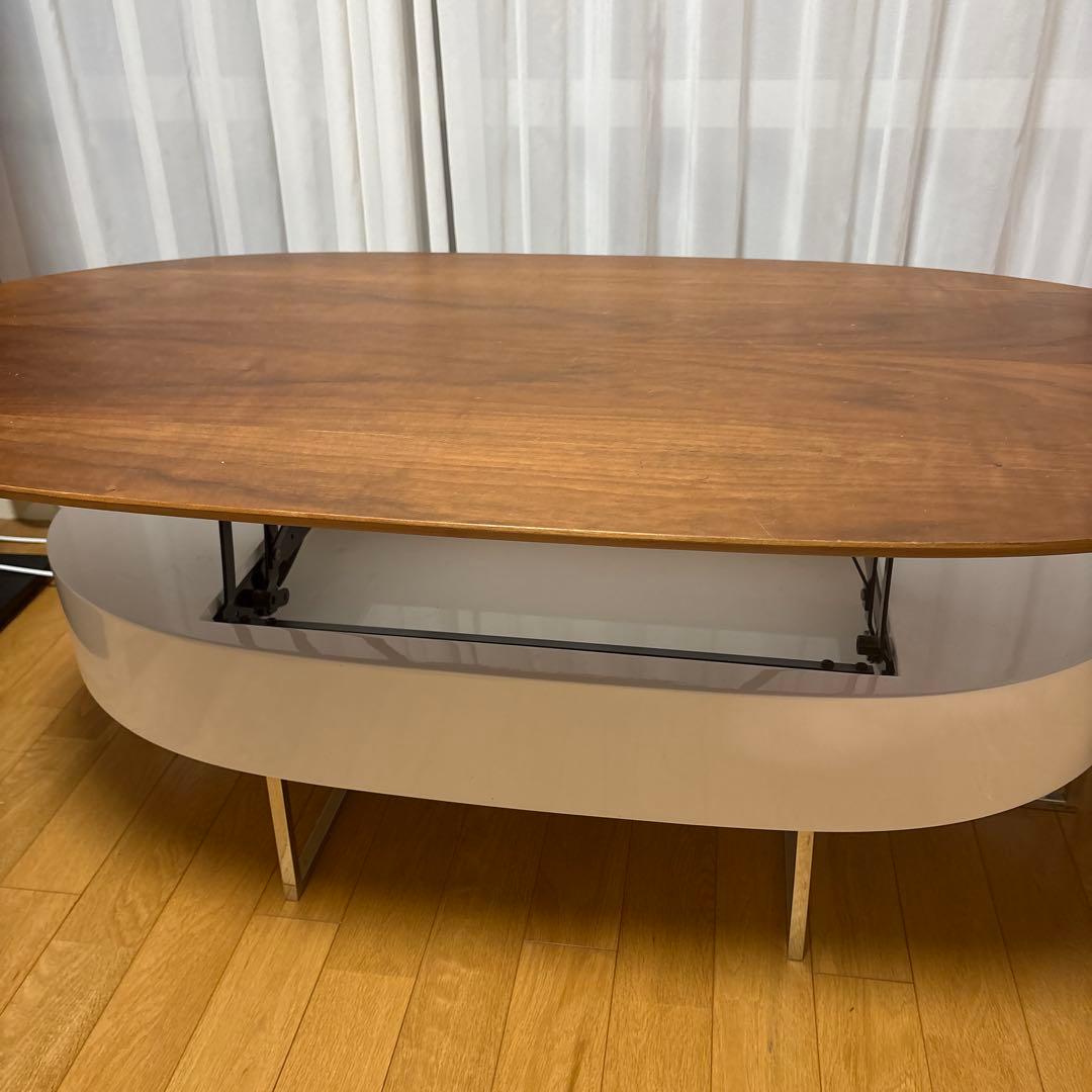 楕円形センターテーブル ブラウンとホワイト