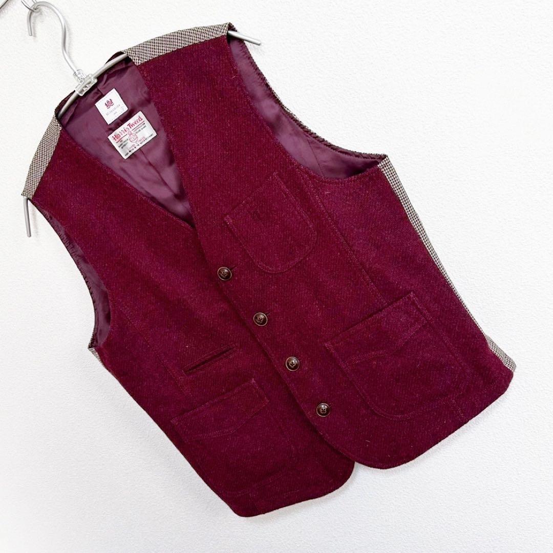 【 mitsumine × Harris Tweed 】 ボルドー　ベスト