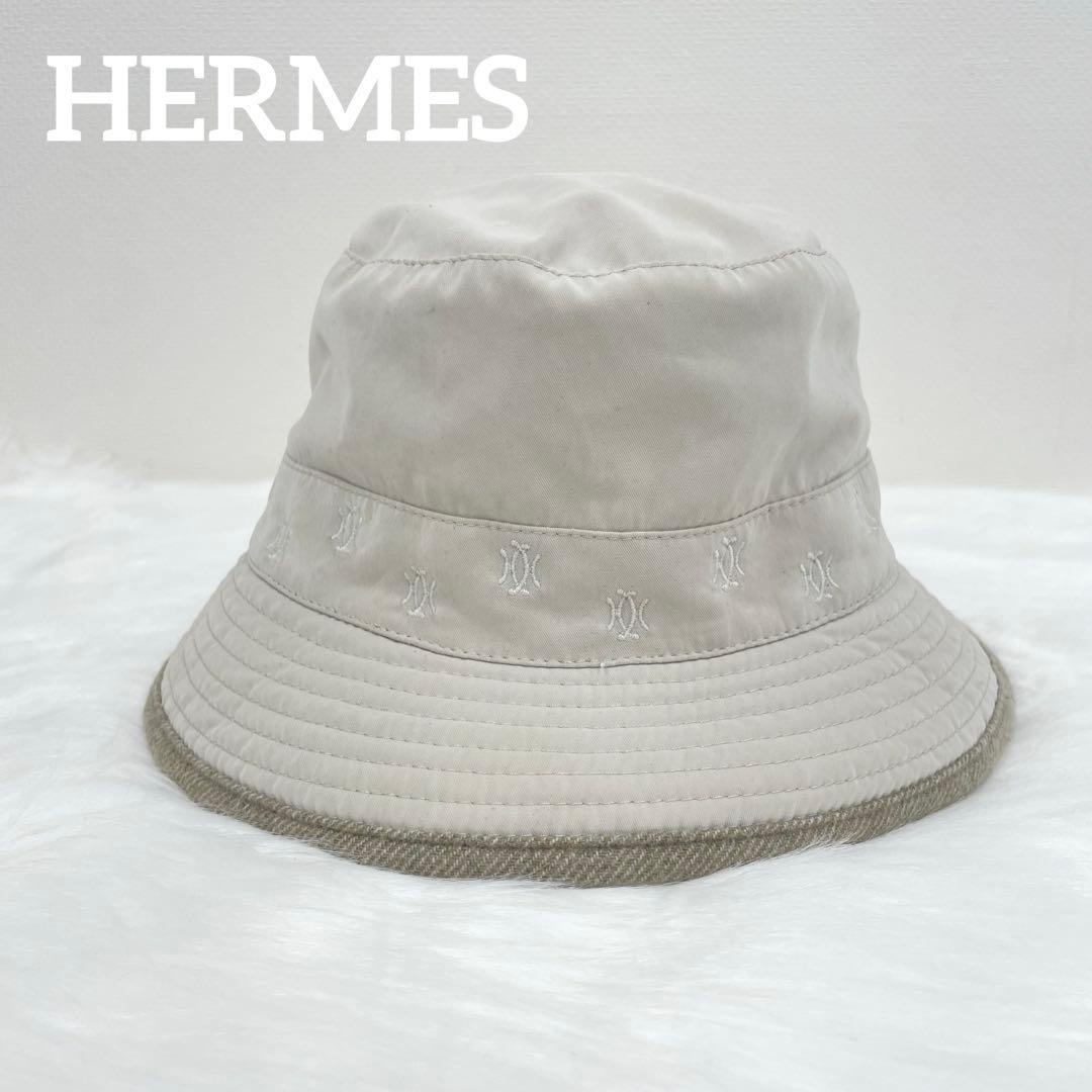 HERMES エルメス バケットハット 帽子 オフホワイト ユニセックス 58