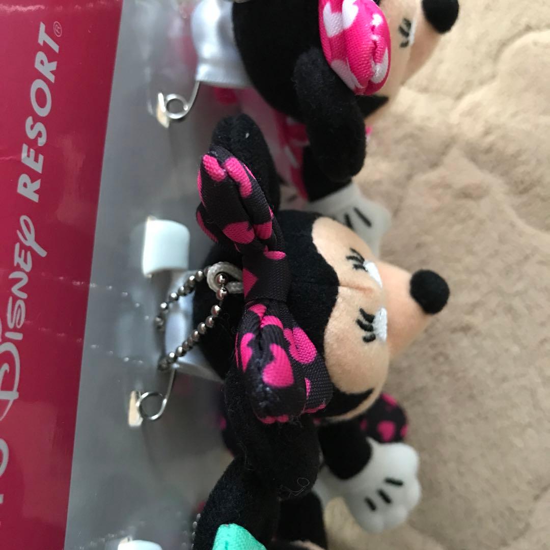 ミニー　ぬいぐるみバッジ　ハート柄　3個セット