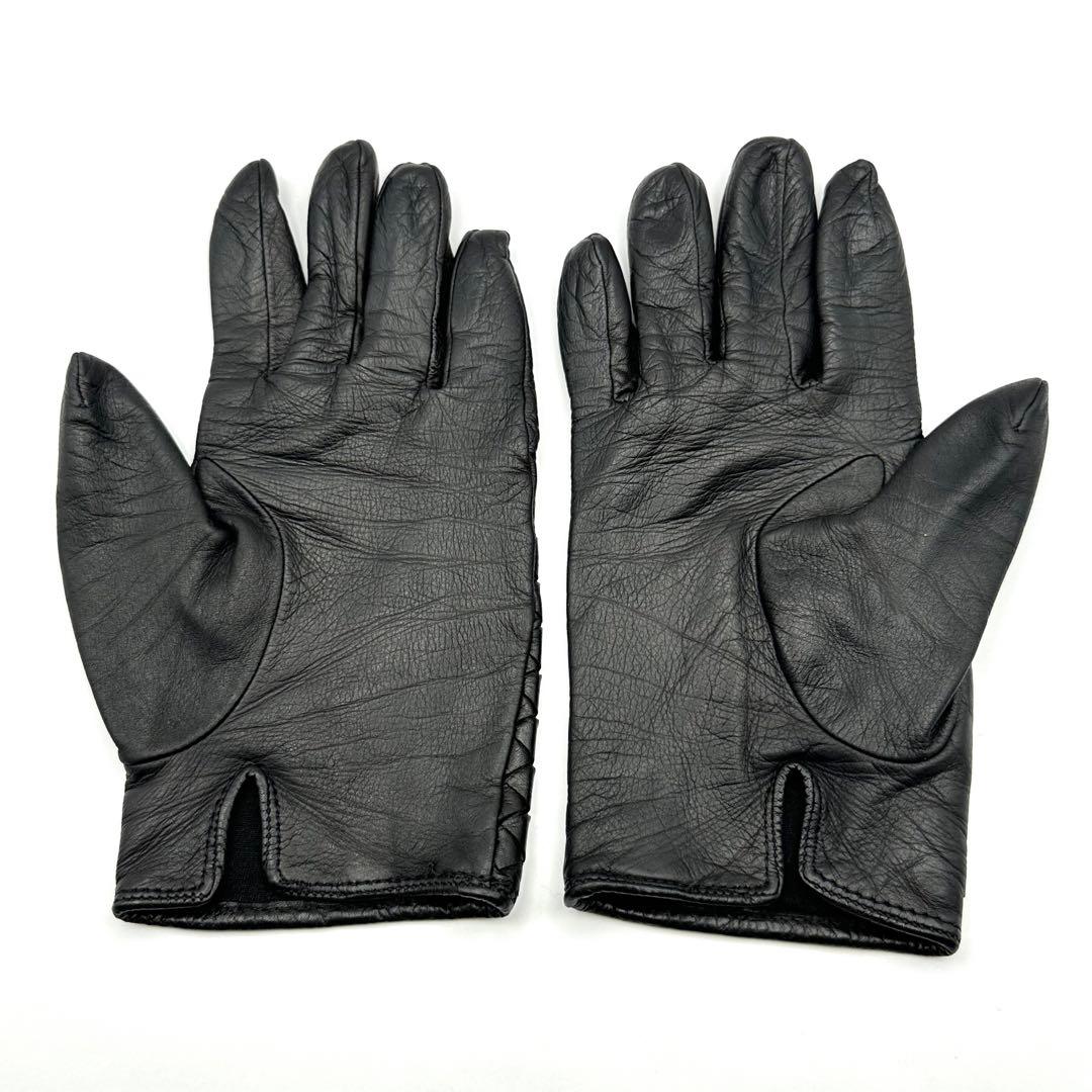 ボッテガヴェネタ 手袋 レザーグローブ イントレチャート 75 ブラック