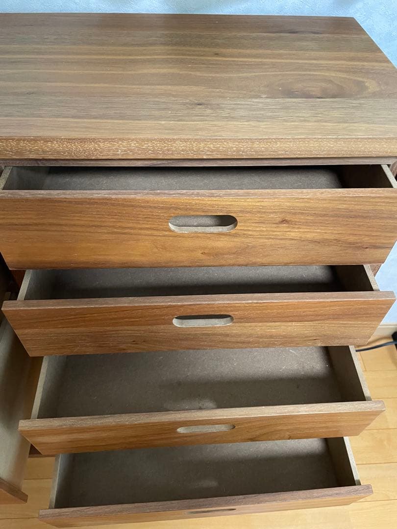 無印良品スタッキングシェルフ　ウォールナット材　➕引き出し4段2点セット