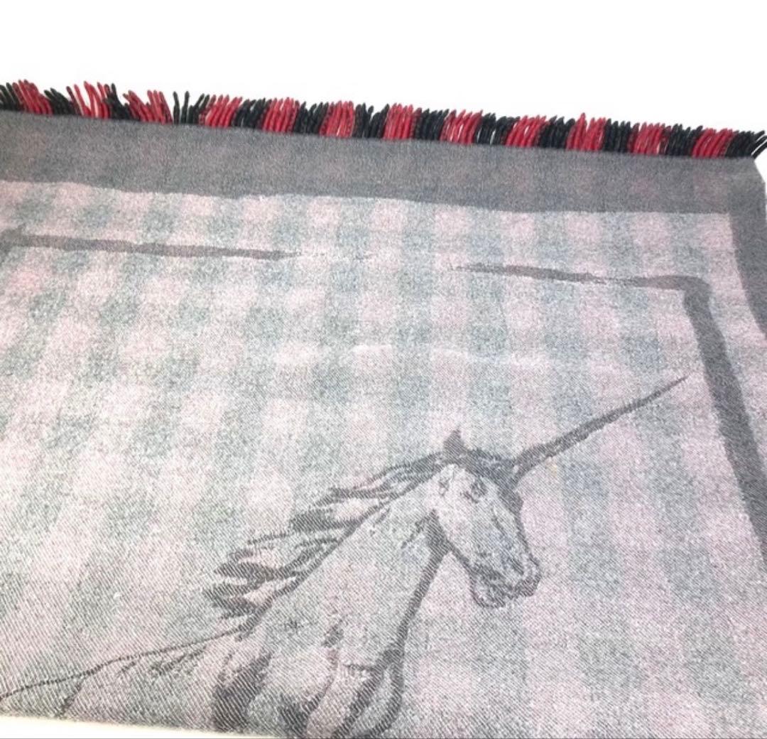 希少 BALENCIAGA チェック ウール 大判ブランケット ショール