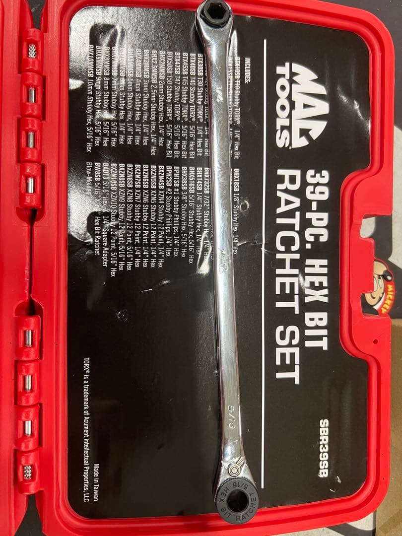 MAC TOOLS 39ピースヘックスビットラチェットセット SBR935B