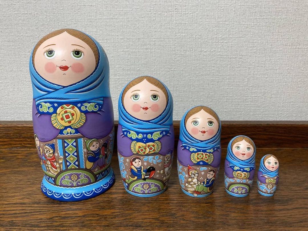 【30ロシア雑貨☆マトリョーシカ『Russian Winter』5Pオリガ作