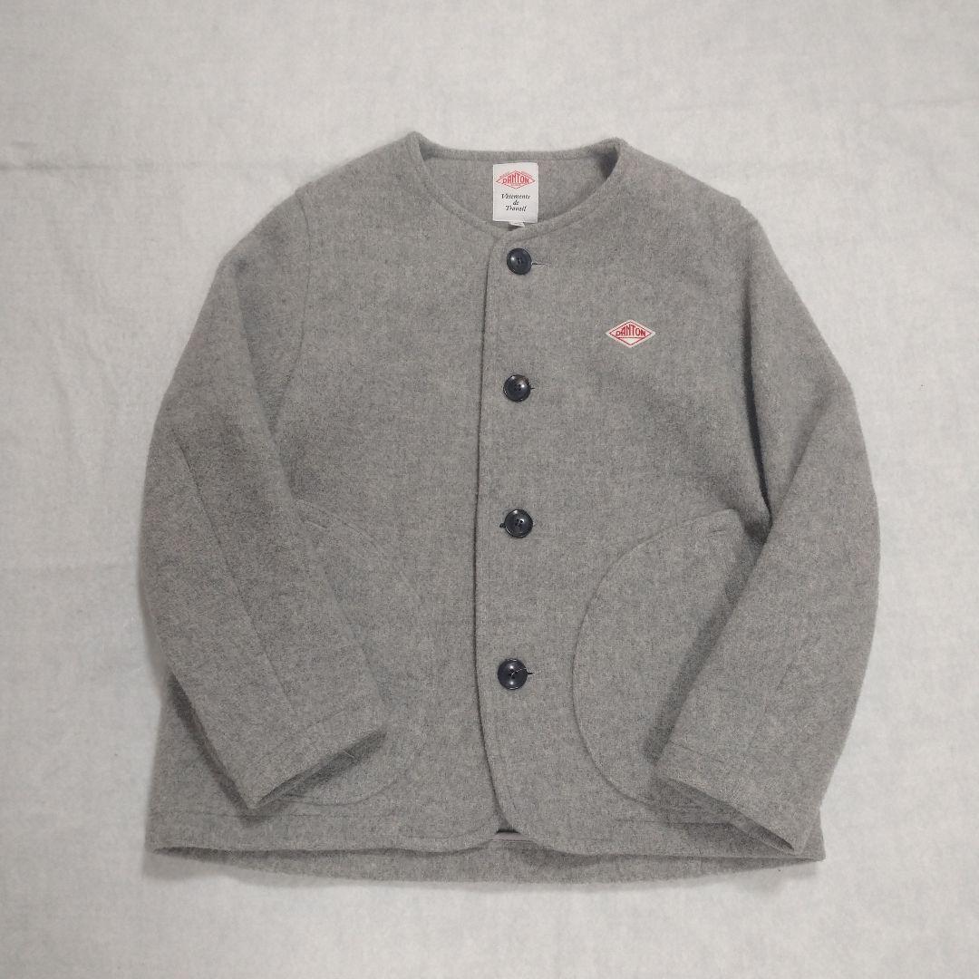 DANTON ダントン ウールモッサ ノーカラージャケット 34 グレー