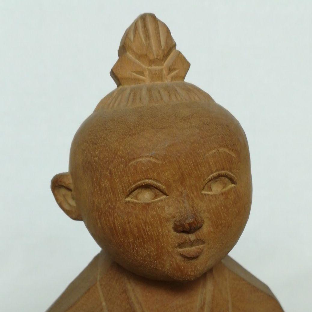 木彫　磯尾健一　二代目　柏里　無我　共箱