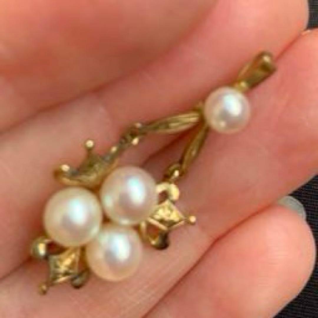 最終価格】真珠 パール チャーム ヴィンテージ gold Pearl 金 K14