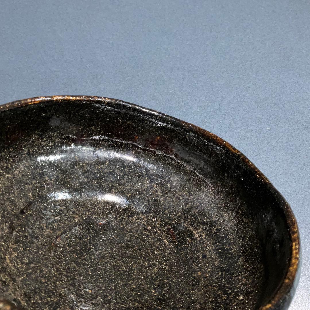 【抹茶碗】黒楽平茶碗　中村道年　夏茶碗　共箱　楽焼　R0977お7