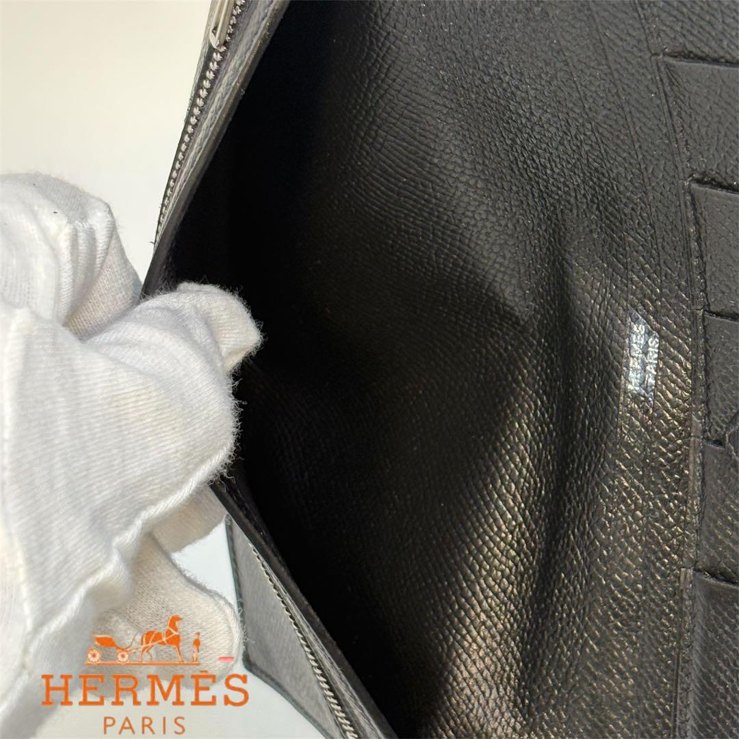 A130 エルメス 【美品】べアンスフレ 長財布 黒