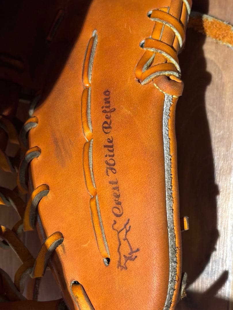 ミズノプロ軟式外野手用グラブ　匿名配送　オレンジ　型付け済み