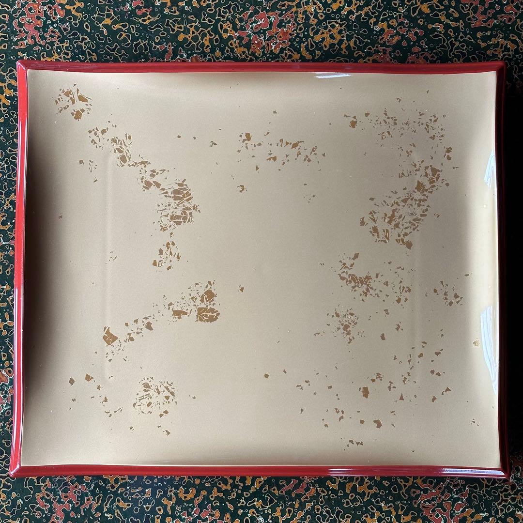 【美品】 清流盛器 色紙金箔渕朱 バイキング S•H塗 ABS樹脂 盛皿