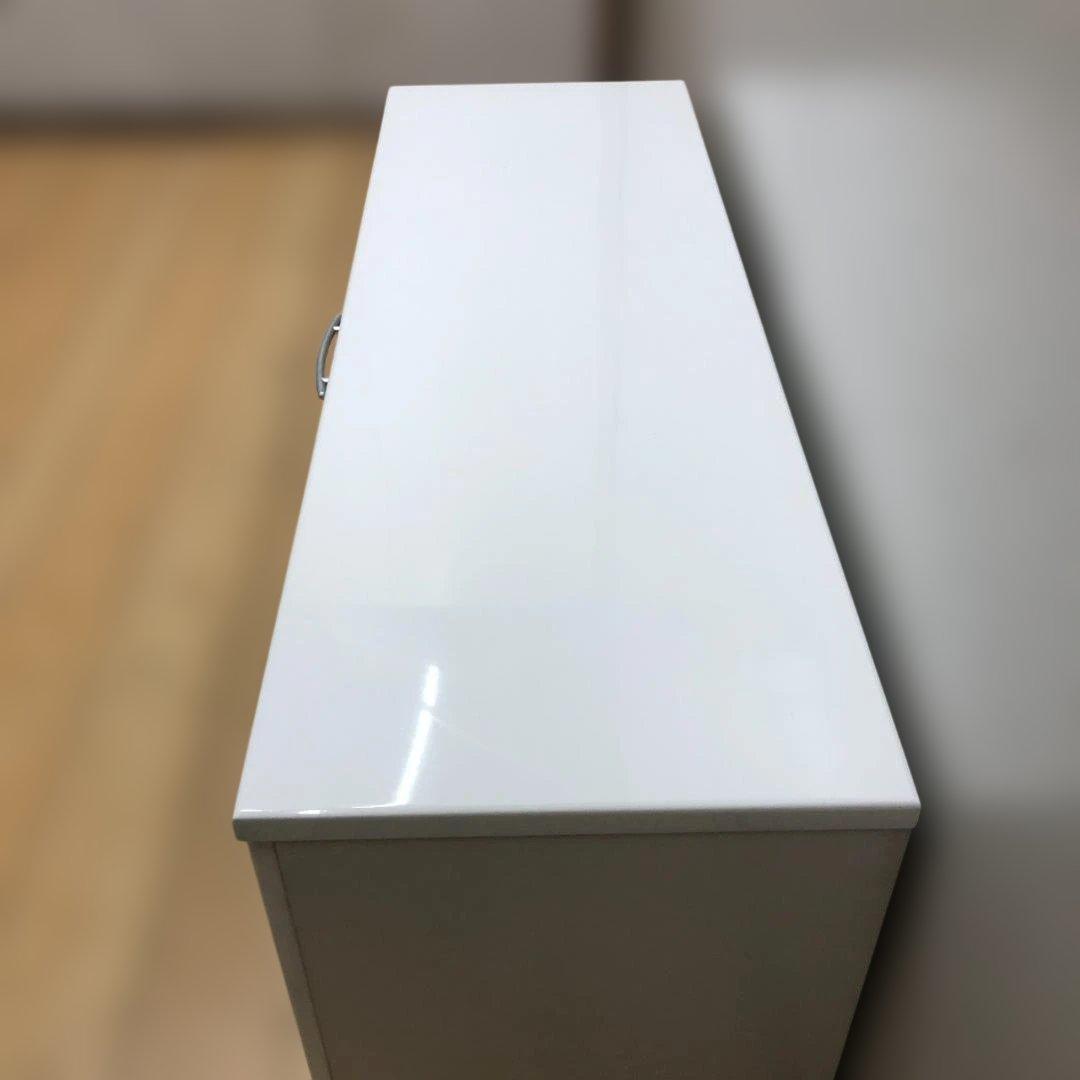 送料無料 テレビ台 ローボード 白 キャスター付き ガラス扉 250803-3