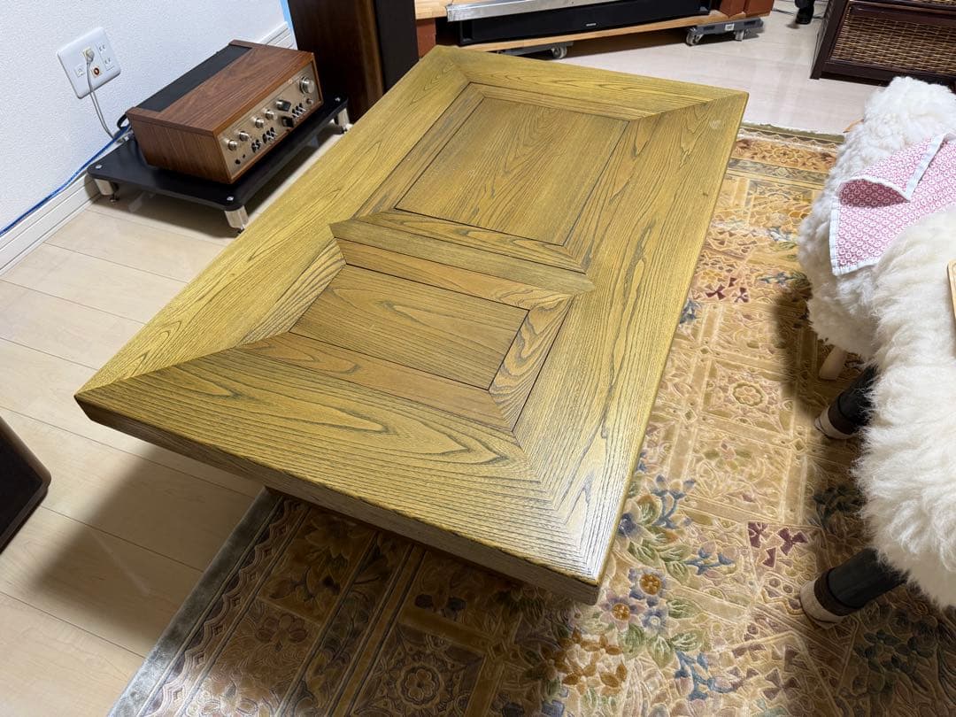 木製座卓 引き出し付き 天板開閉可能