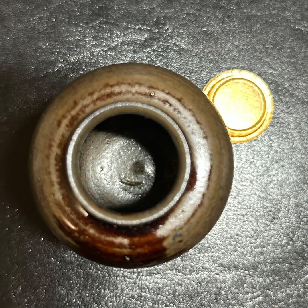 ★茶道具！古瀬戸 在中菴肩衝写 茶入！撫子金欄『笹田 仁史』作！共箱/仕覆付！★