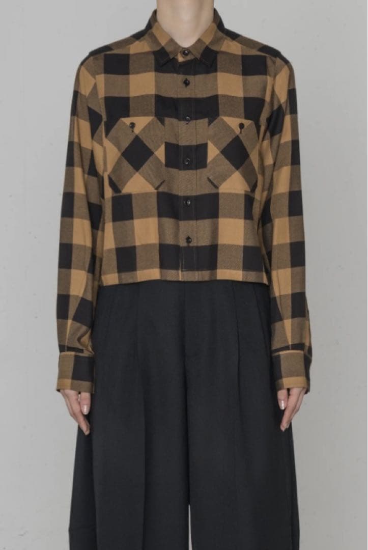 HYKE RAYON PLAID SHIRT コヨーテブラウン サイズ1