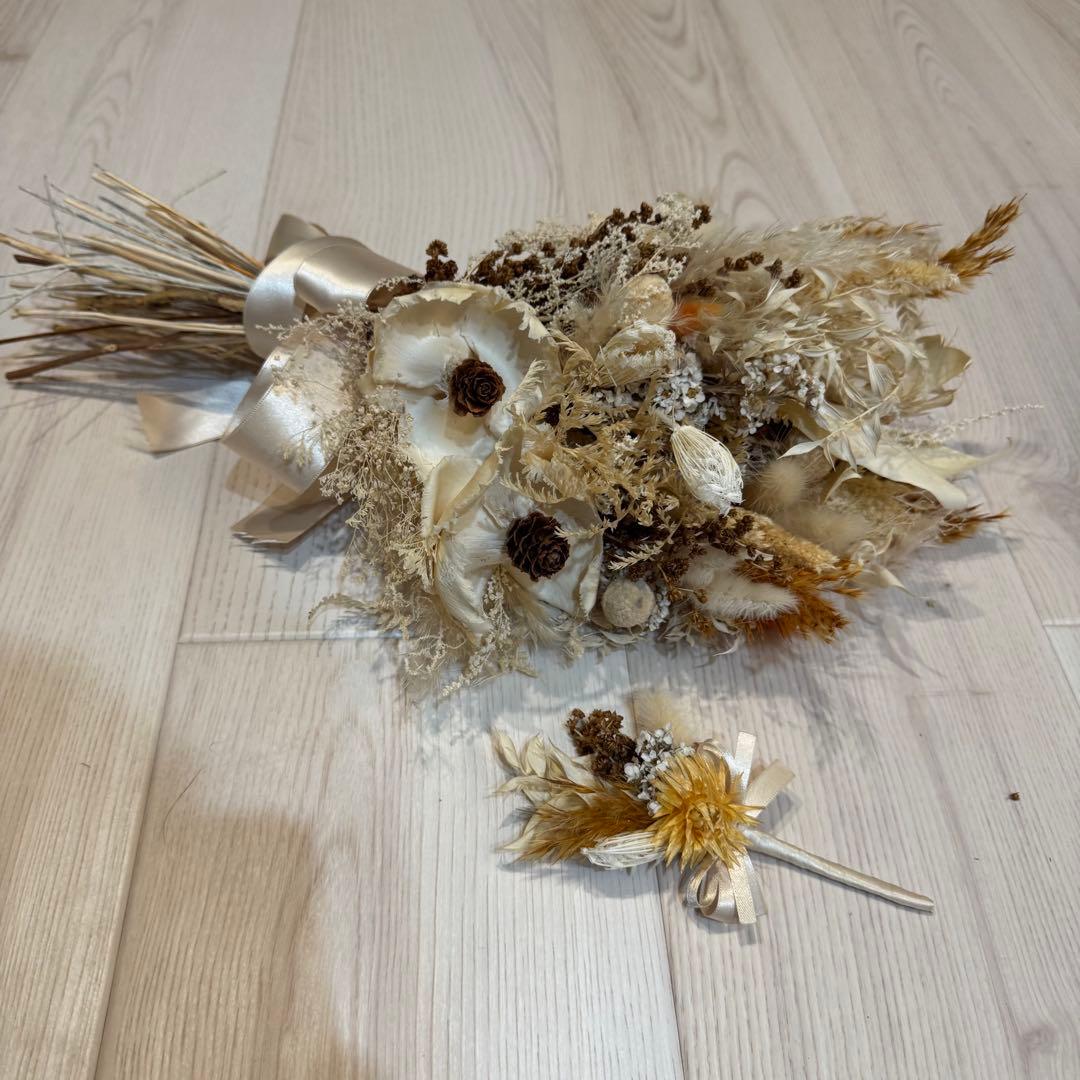ウェディングブーケ ドライフラワー オレンジ お花