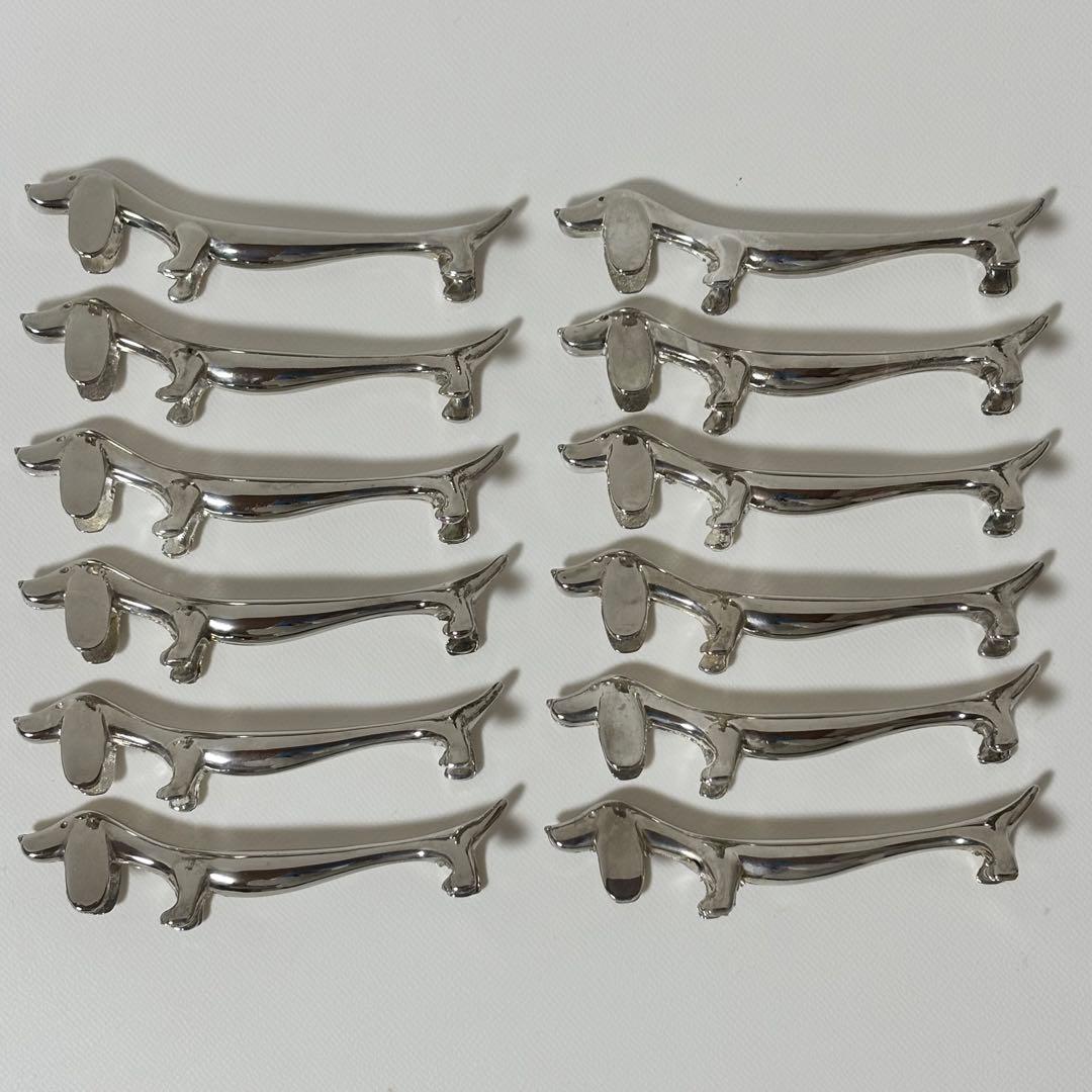 クィーン　ビクトリア　銀メッキ　犬型カトラリーレスト 12個セット