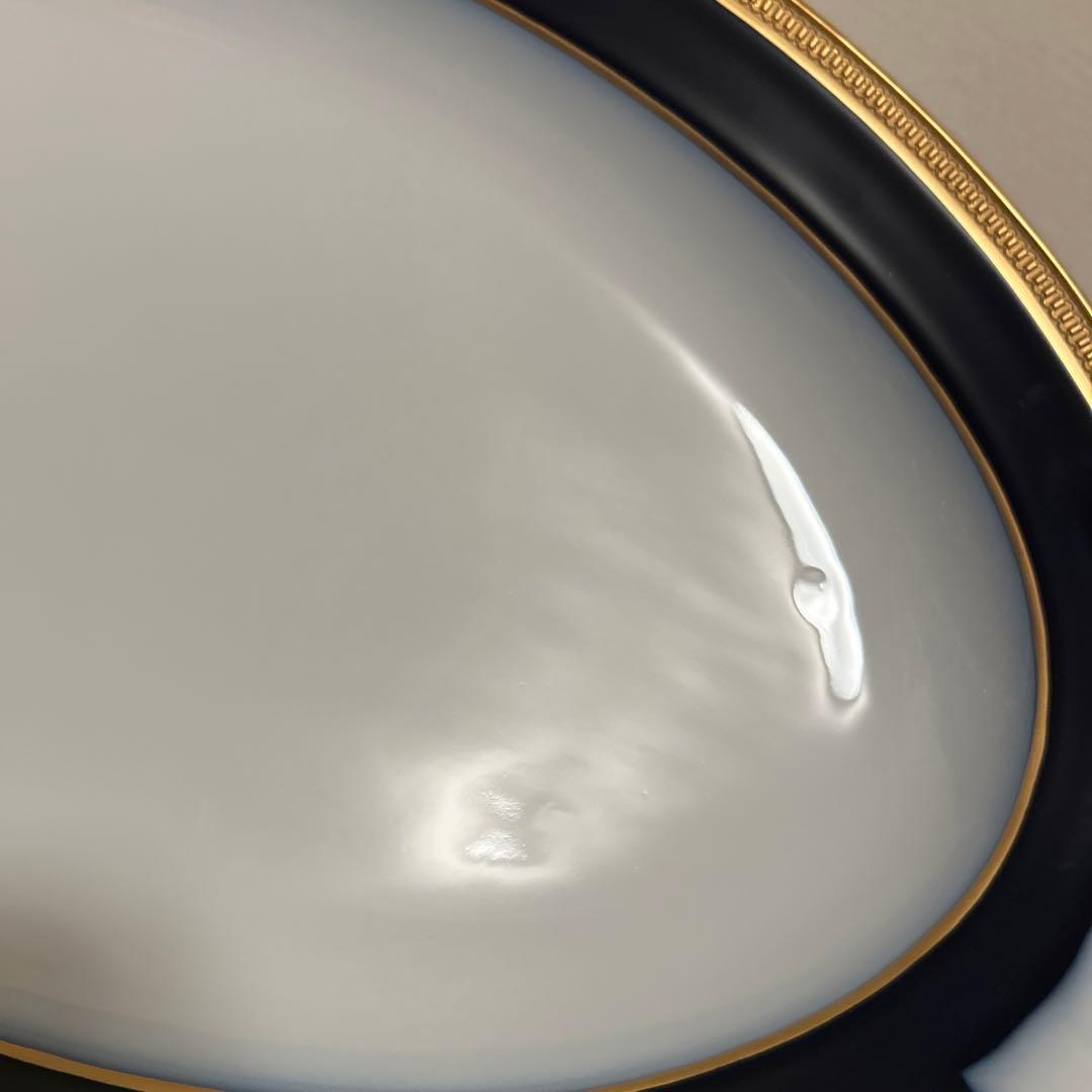 大倉陶園　ロイヤルブルー　瑠璃クラウンエンボス　オーバルプレート　41.5cm