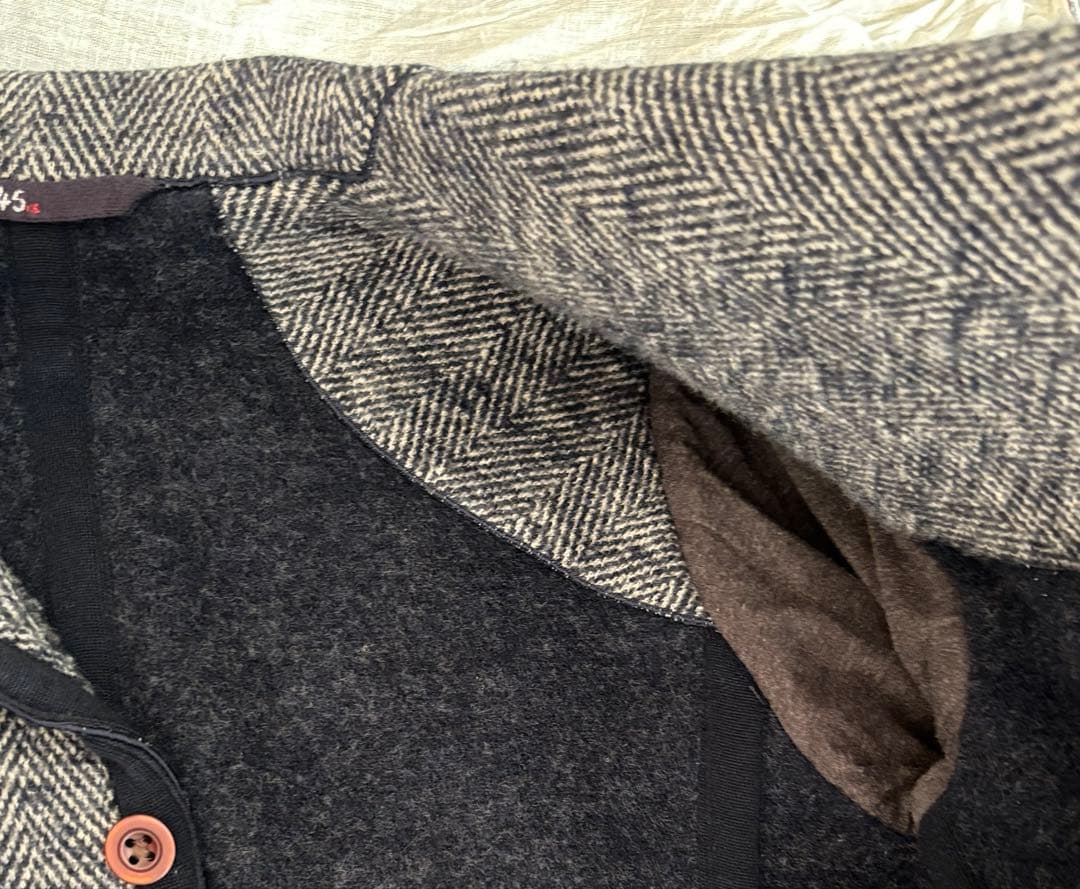 【美品】45rpm ★ヘリンボーン★ウール★テーラーカラー★ダブルフェイス