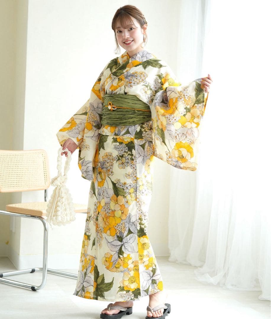 【utatane】浴衣　イエロー　レディース