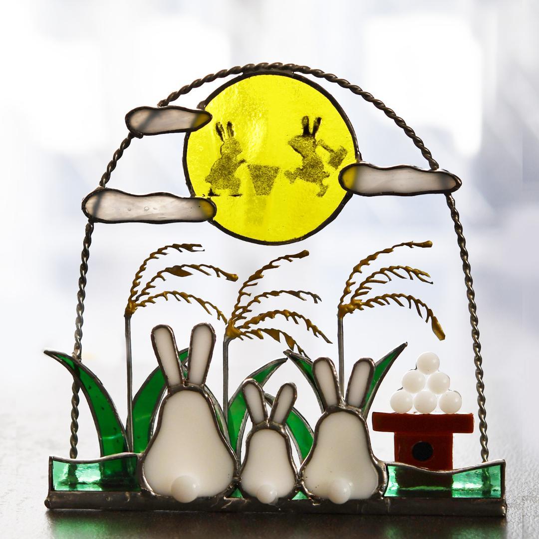 まるもち　ステンドグラス　お雛様　お月見