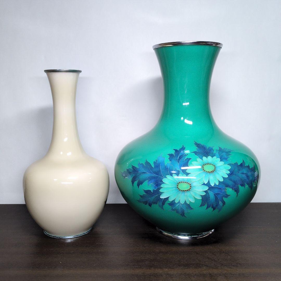 田村七宝工芸 花文 花瓶 2点セット