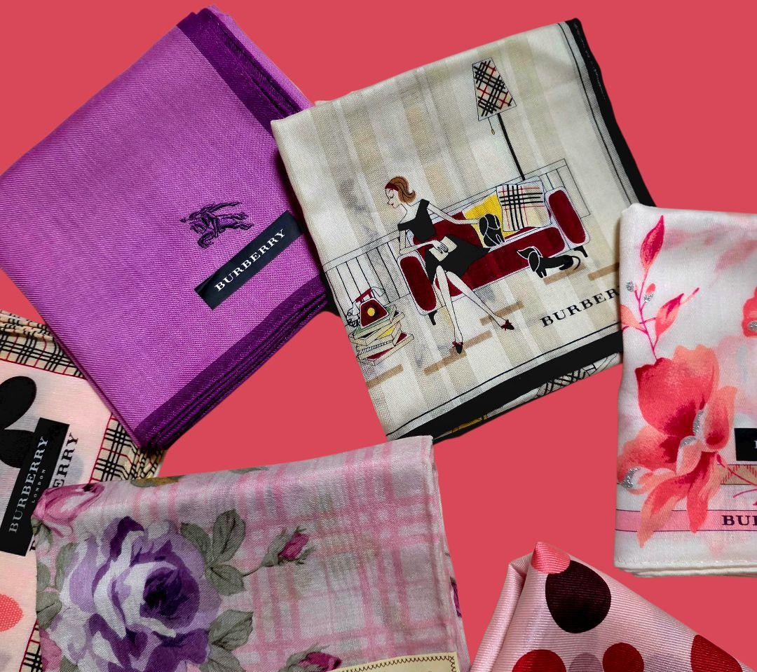 新品 未使用　BURBERRY, ハンカチセット シルク、コットン入り