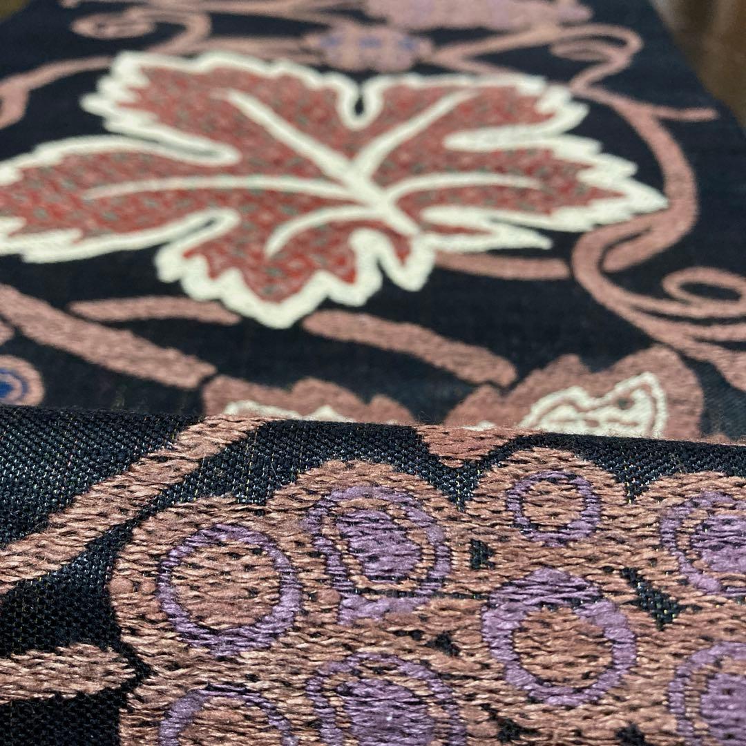 専用ページ　正絹　六通袋帯【本草木染　葡萄唐草】