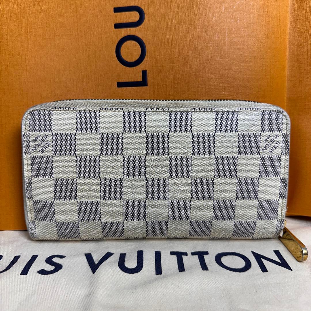 【極美品】ルイヴィトン ダミエ アズール 長財布 ジッピーウォレット アイボリー