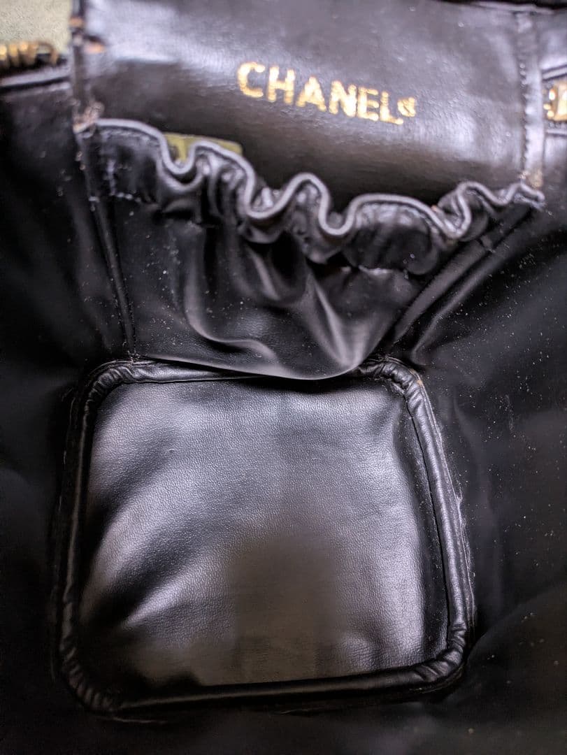 CHANEL　バニティバッグ　ビコローレ　黒　ラムスキン