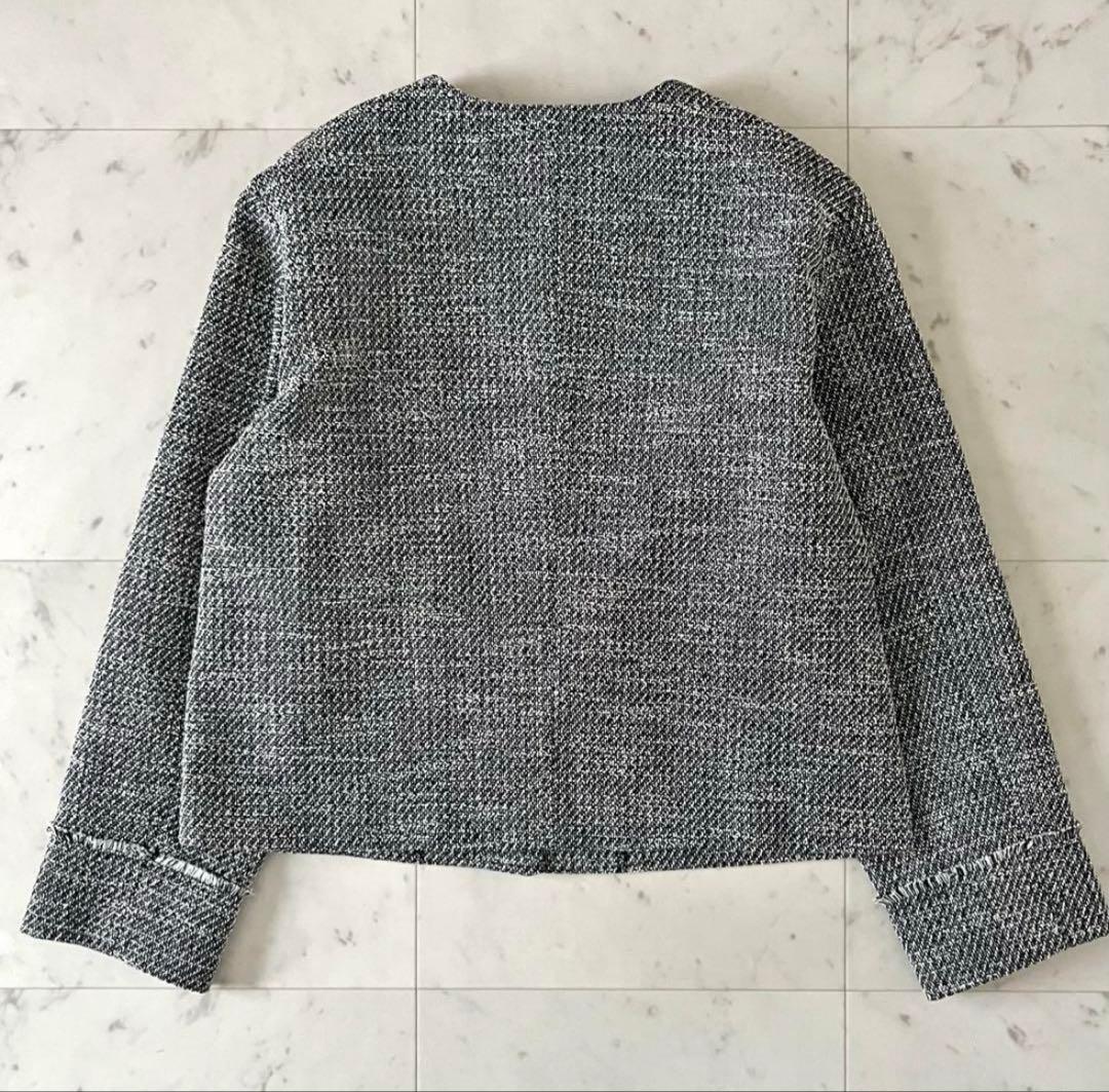 25SS＊試着のみ＊ドアーズ ツイードノーカラージャケット ブラック系 長袖